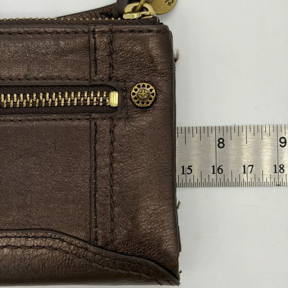 The Sak‎ Womens Wallet Bronze Leather Brass Hardware Reptile Print Trim Bi-Fold